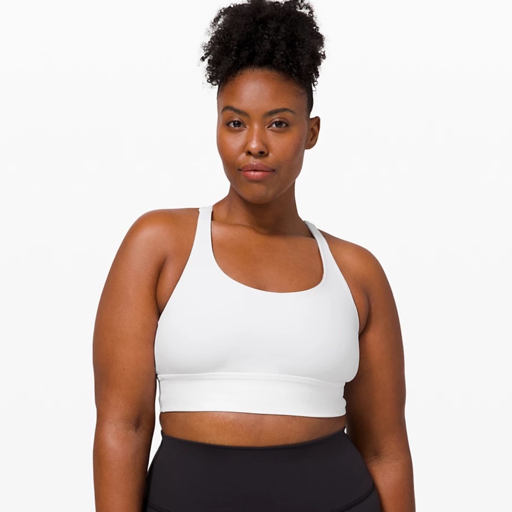 Lululemon energy bra long line, white, size 8